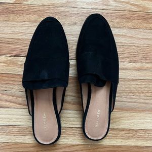 Halogen Black Suede Slide Mules